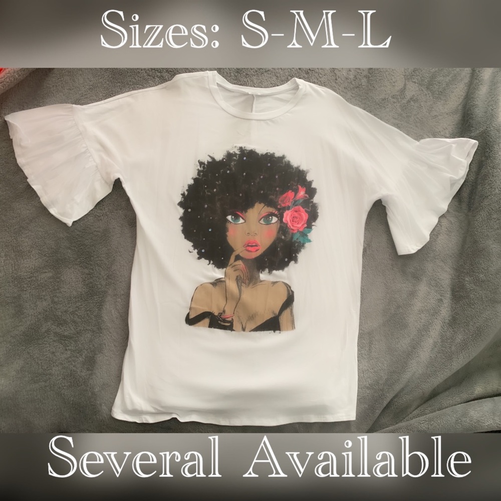 Tunic White Curly Fro and Jewels